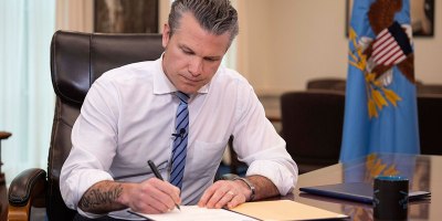 Pete Hegseth pretending to work