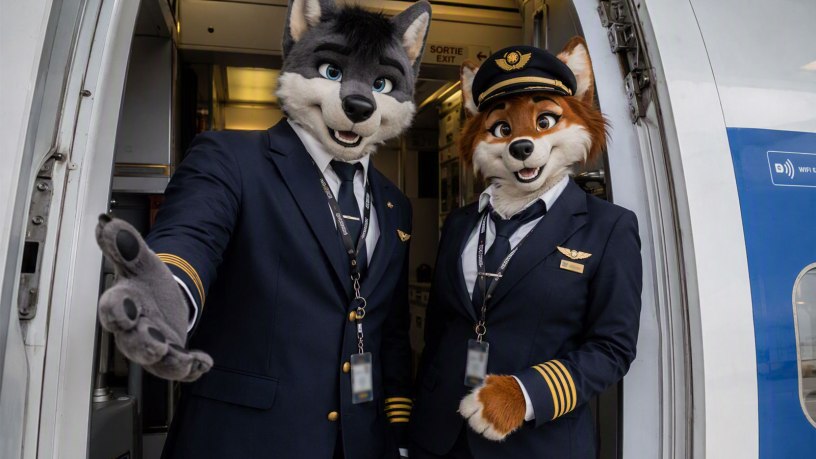 Furries on a plane
